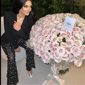 Satin Pearl Blazer Suit Pant Set Brand New With Tags